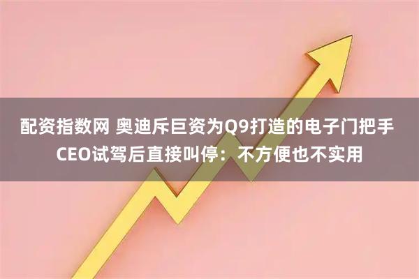 配资指数网 奥迪斥巨资为Q9打造的电子门把手 CEO试驾后直接叫停：不方便也不实用